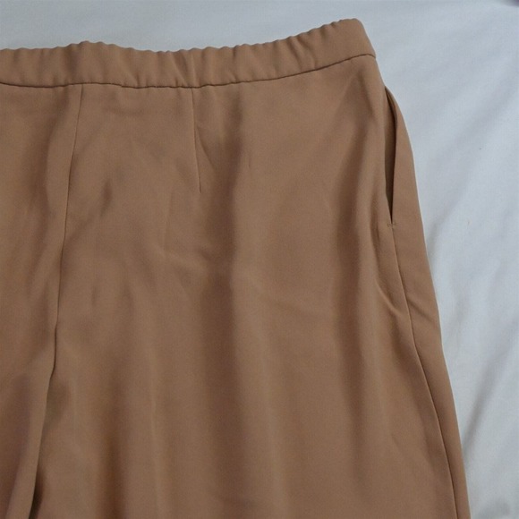 NEW Express XL Camel Khaki High Rise Pull On Ankle Pleated Flowy Dress Pants - Picture 4 of 5
